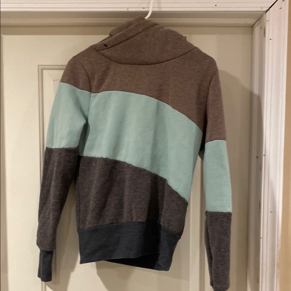 Colorblock Hoodie in Brown and Blue (brand Hua Lan) size Medium Juniors